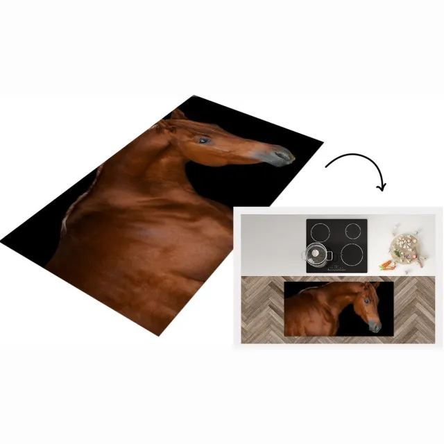 KitchenYeah Keukenloper - Loper keuken - Paard - Oog - Bruin - 120x60 cm - Keukenloper vinyl Multicolor