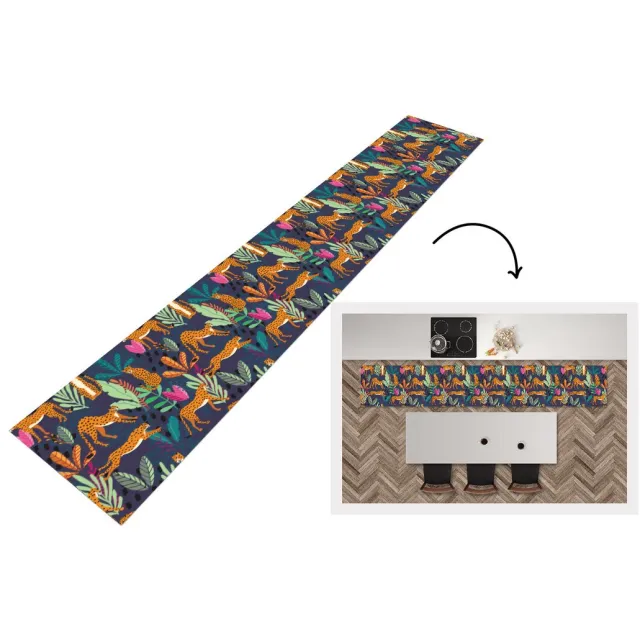 KitchenYeah Keukenloper - Loper keuken - Patroon - Cheetah - Jungle - 300x50 cm - Keukenloper vinyl Multicolor