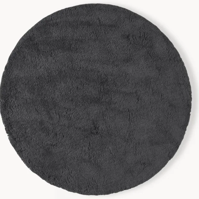 Westwing Collection Rond extra zacht hoogpolig vloerkleed Leighton Antraciet
