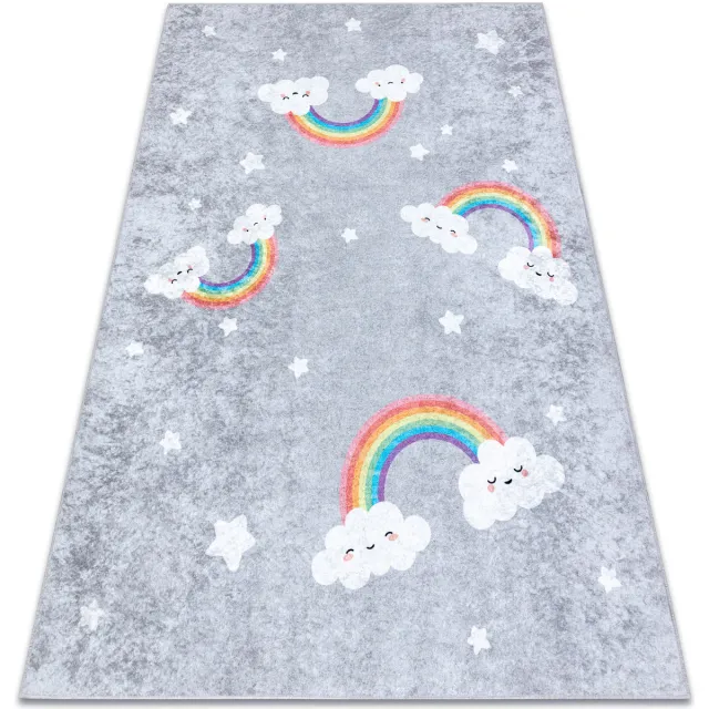 RUGSX Kleden Rugsx JUNIOR 52063.801 tapijt wasbaar Regenboog, wolken 160x220 cm Grijs