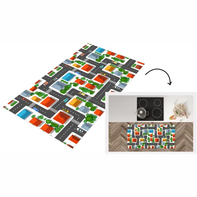 KitchenYeah Keukenloper - Loper keuken - Patronen - Auto - Huis - Keukenloper vinyl Multicolor