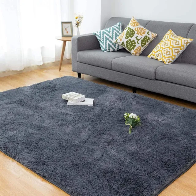CHOSHOME Slaapkamer zachte moderne tapijten hoogpolige hal tapijt pluizig voor woonkamer, antislip onderkant voor kinderkamer shaggy grijs 90x150 cm