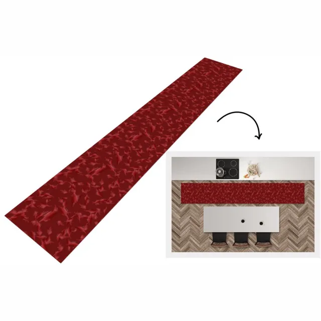 KitchenYeah Keukenloper - Loper keuken - Patronen - Rood - Camouflage - 300x50 cm - Keukenloper vinyl Multicolor