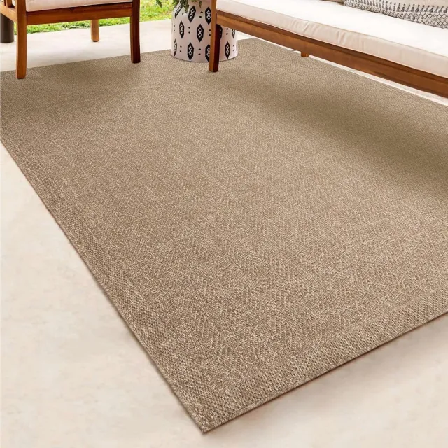 the carpet Kansas - Robuust In- en Outdoor vloerkleed, natuurlijk jute-look, weerbestendig, geschikt voor terras en tuin, 60 x 180 cm naturel met fijn geweven structuur