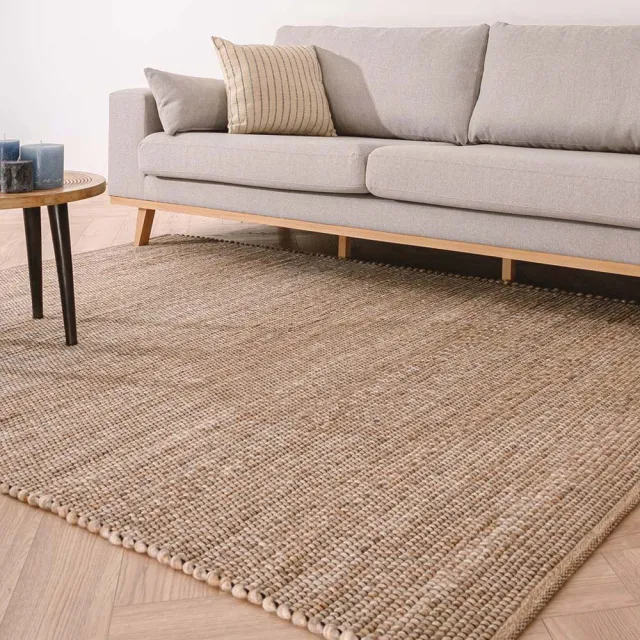 Nordic Weavers Wollen vloerkleed - Lett beige 140x200
