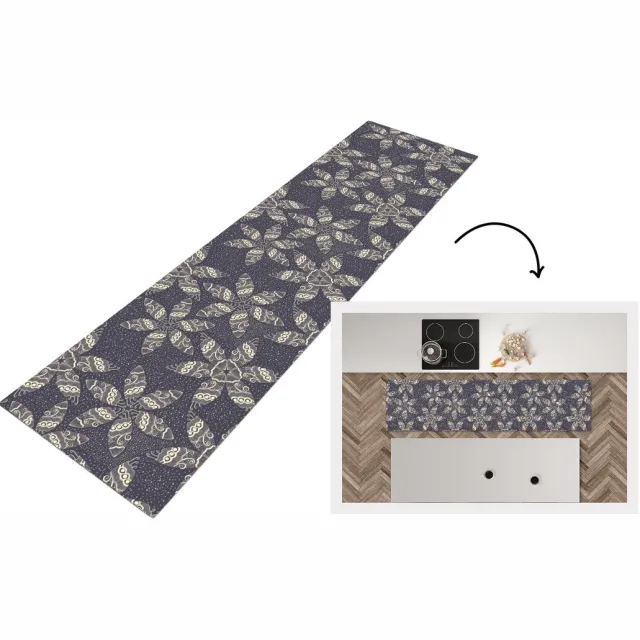 KitchenYeah Keukenloper - Loper keuken - Bloemen - Ster - Sneeuw - Winter - 200x50 cm - Keukenloper vinyl Multicolor