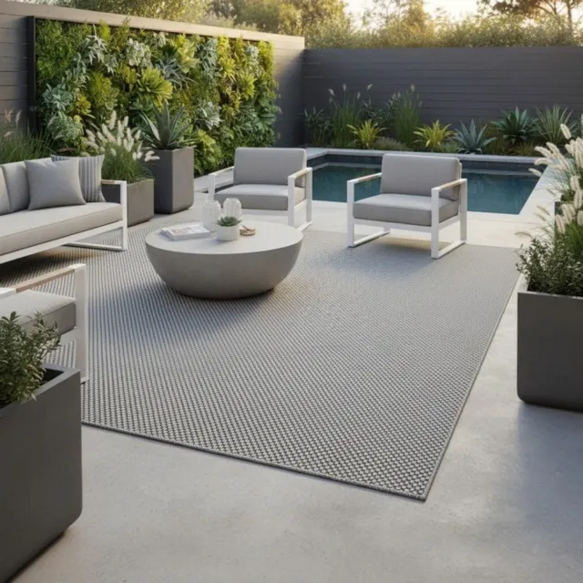 TapisTrend Designer tapijt Grijs 200x280 cm Modern, effen vloerkleed met sisal-look voor binnen- en buitengebruik, geschikt voor de woonkamer, het terras, het balkon