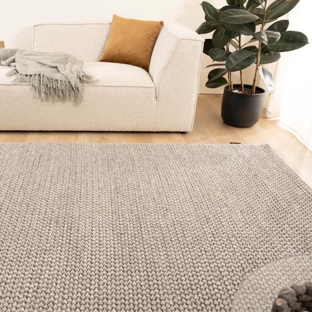 Nordic Weavers Wollen vloerkleed - Løkke lichtgrijs 240x340