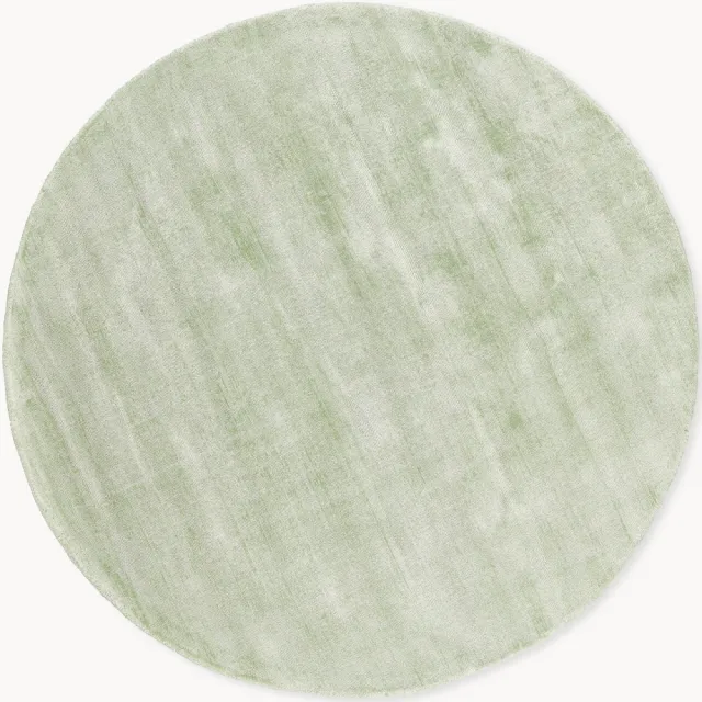 Westwing Collection Rond handgeweven viscose vloerkleed Jane Lichtgroen
