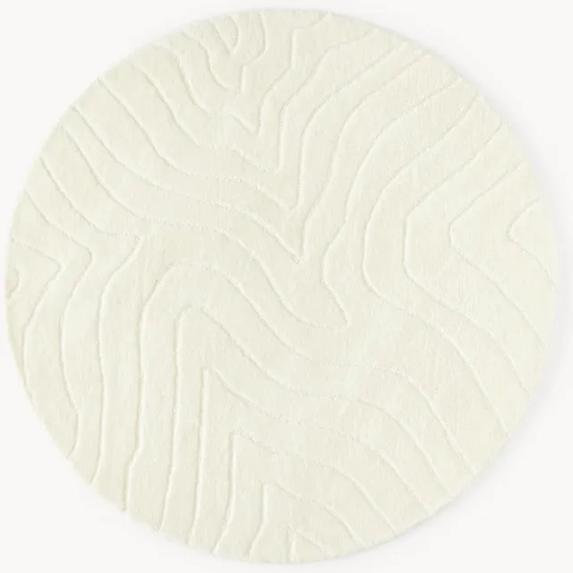 Westwing Collection Rond wollen vloerkleed Aaron, handgetuft Wit