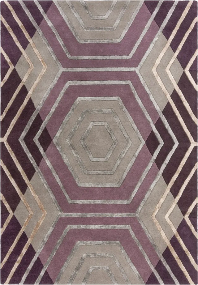 Flair Rugs Trellis Plum - Vloerkleed 160x230 cm - Wol - Meerkleurig - Tapijten woonkamer paars