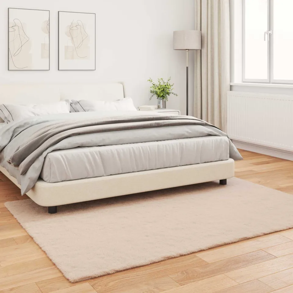 vidaXL Antislip vloerkleed van imitatie konijnenbont OLITE Taupe, foto 3