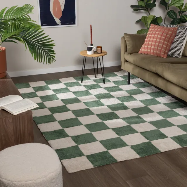 Fraai Checkerboard vloerkleed - Blox Groen