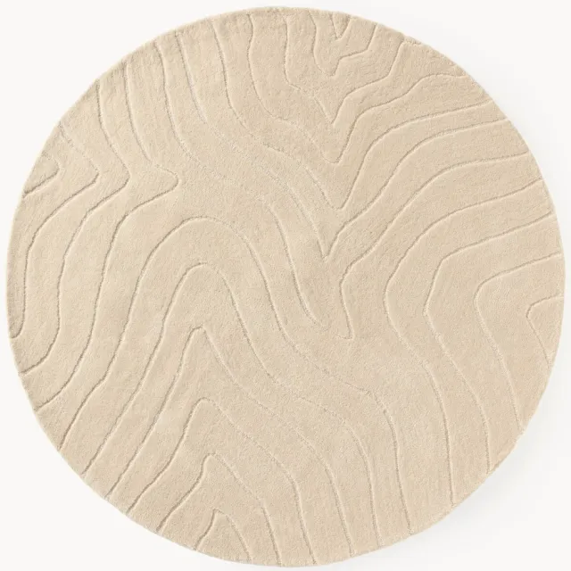 Westwing Collection Rond handgetuft wollen vloerkleed Aaron Beige