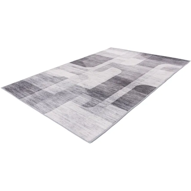 Lalee Vegas Vloerkleed - Modern Tapijt - Wasbaar - Zilver - Antislip Onderzijde - Digitaal Geprint Design