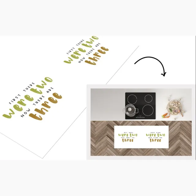 KitchenYeah Keukenloper - Loper keuken - Quotes - Baby - First there were two now there are three - Spreuken - Keukenloper vinyl Multicolor