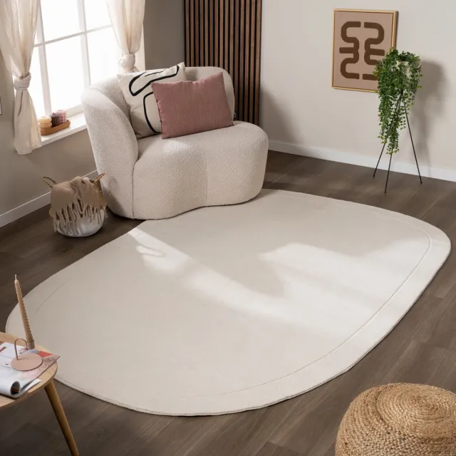 Fraai Organisch vloerkleed - Halo Pebble Creme - 80x150cm Crème