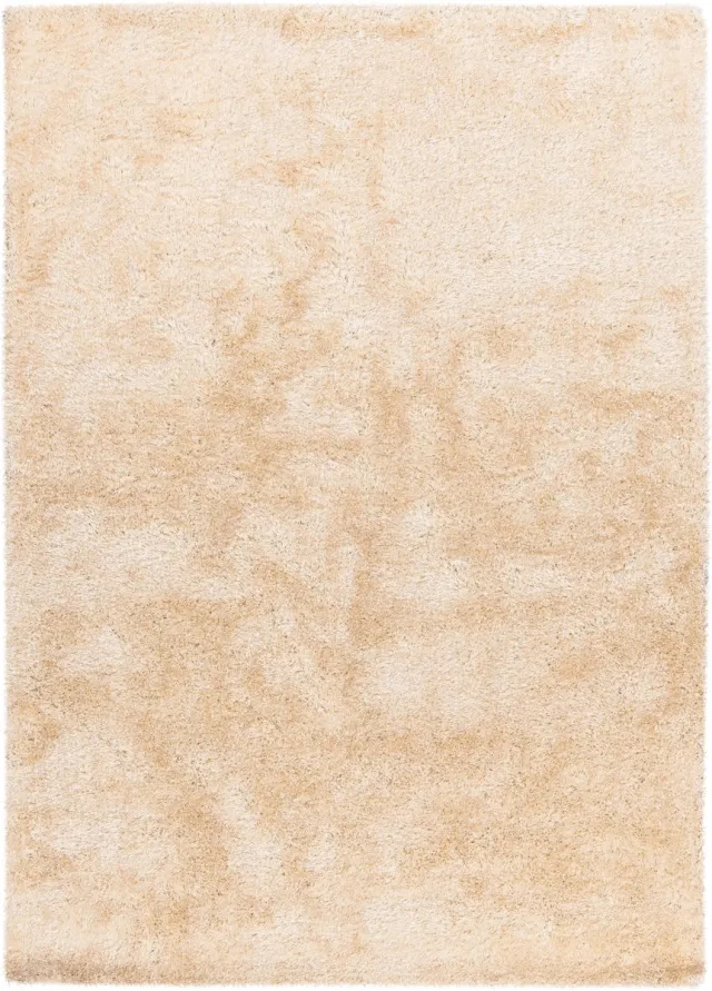 Padiro vierkant knus hoogpolig vloerkleed 200 x 200 cm - crème / offwhite - modern effen ontwerp - voor vloerverwarming - van polyester en katoen beige