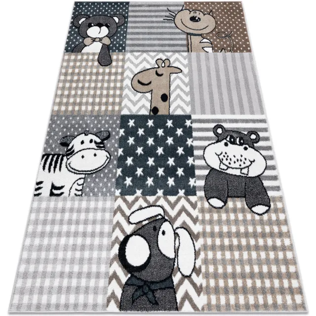 RUGSX Kleden Rugsx Tapijt FUN Pets voor kinderen, dieren grijs 80x150 cm
