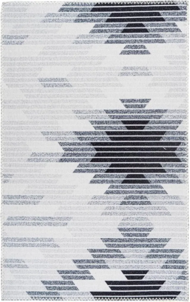 Ibenzoa Abstract Geometric Floor Covering – Grey, Black & White Design – Durable Textile grijs