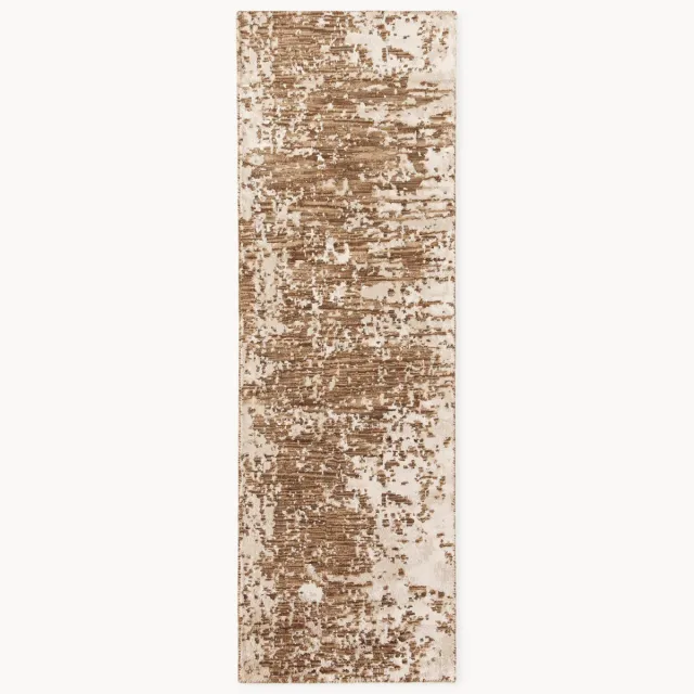 Westwing Collection Handgeweven wollen loper Cynthia met abstract patroon Lichtbruin