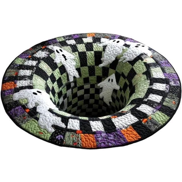ZVD 3D Halloween-kleed - Candy Corn Abyss gewatteerde ronde mat - Halloween gewatteerd rond kleed 3D-illusie - Beste gezellige decoratie voor de woonkamer - Diameter 60 cm - Halloween 1