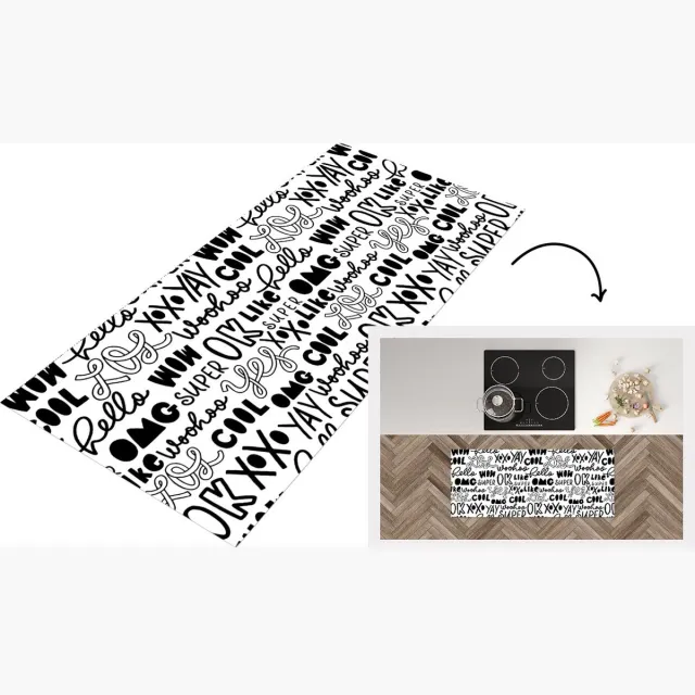 KitchenYeah Keukenloper - Loper keuken - Patronen - Tiener - Quotes - Letters - 120x50 cm - Keukenloper vinyl Multicolor