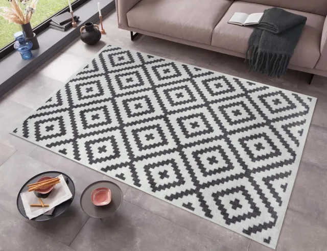 Tapeso Vloerkleed ruiten - Aztec grijs/crème 200x280