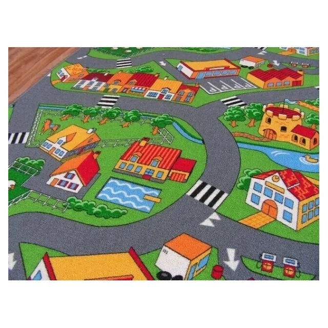 RUGSX Kleden Rugsx Kindertapijt straat LITTLE VILLAGE 100x100 cm Multicolour