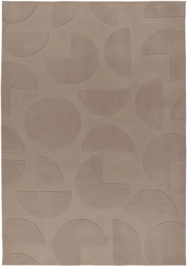 Padiro design laagpolig vloerkleed 200 x 290 cm - donkerbeige - modern geometrisch patroon - voor vloerverwarming - van polyester en katoen
