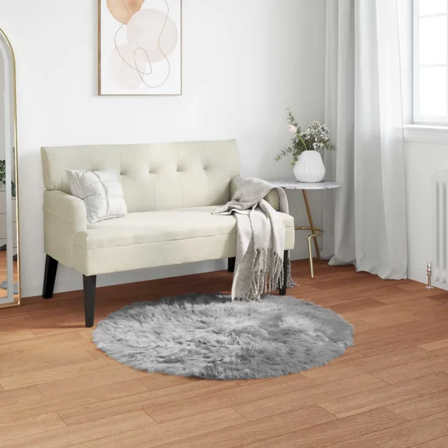 vidaXL Tapijt van imitatie TAFALLA Grijs Ø 120 cm Polyester, foto 2