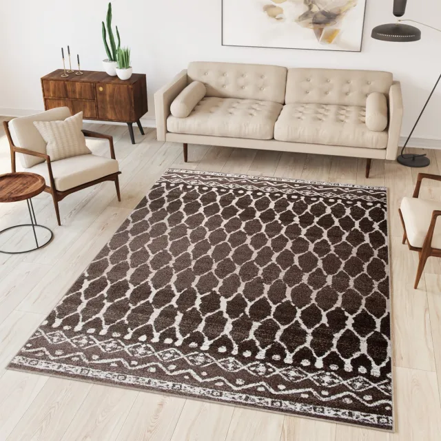 Tapiso Sari Vloerkleed Woonkamer Slaapkamer Tapijt Bruin 11