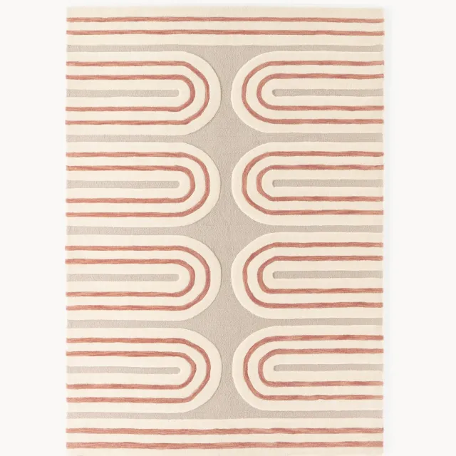 Westwing Collection Handgetuft wollen vloerkleed Arne Beige, Terracotta