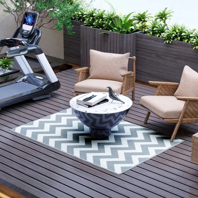 Outsunny Buitenkleed Dubbelzijdig Waterbestendig - Tuinkleed voor Camping en Terras - Grijs/Wit