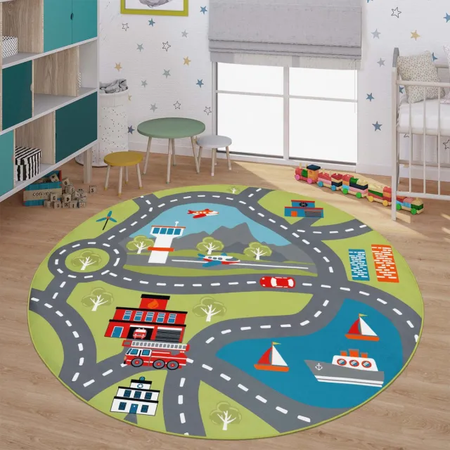 TT Home Kinderkamertapijt tapijt jongen meisje kinderkamertapijt baby antislip straat 160 x 160 cm Rechthoek 160 x 160 cm Rechthoek Groen