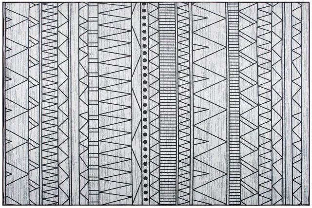 Beliani KEBAN - Laagpolig vloerkleed - Lichtgrijs - 140 x 200 cm - Polyester Zwart