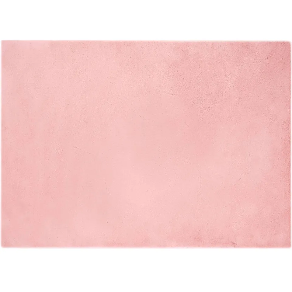 vidaXL Antislip vloerkleed van imitatie konijnenbont OLITE Roze