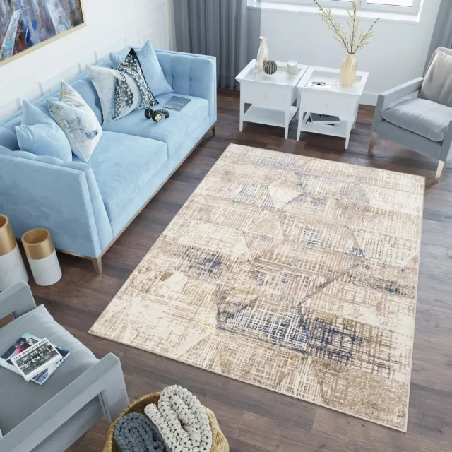 Tapiso Asthane Vloerkleed Beige Geometrisch Woonkamer Slaapkamer Tapijt Beige Bruin2