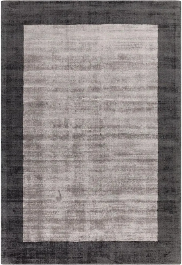 Eazy Living Easy Living - Blade-Border-Rug-Charcoal-Silver Vloerkleed - 200x290 - Rechthoek - Laagpolig Tapijt - Klassiek - Antraciet, Grijs