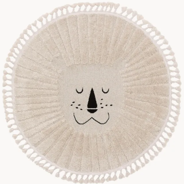 benuta Rond kindervloerkleed Momo met kwastjes en hoog-laag effect Beige