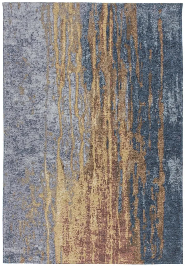 Padiro design laagpolig vloerkleed - donkerblauw - modern abstract ontwerp - voor vloerverwarming - van polyester en katoen