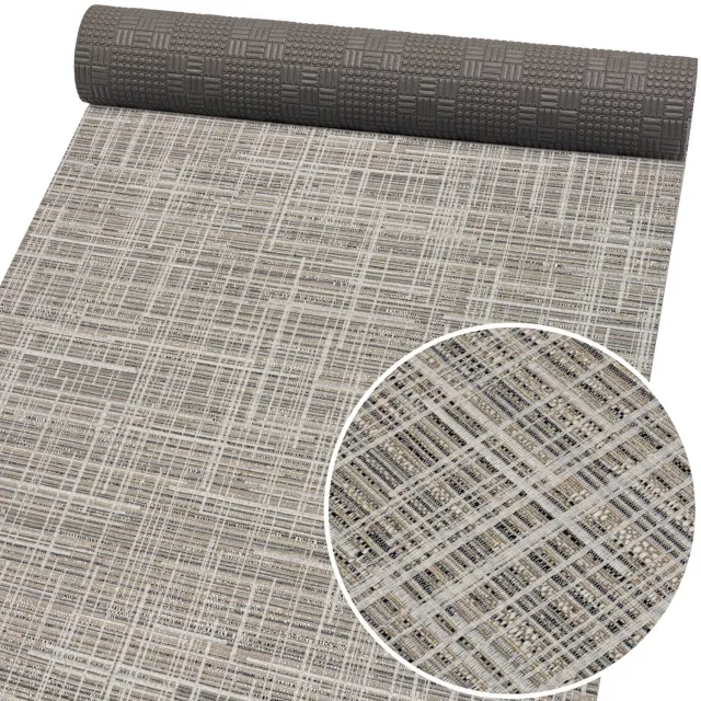 ANRO Keukenloper Luxe Linnenlook Grijs 52cm x 10m – Antislip Op Rol Gangloper Tapijtloper 3 mm
