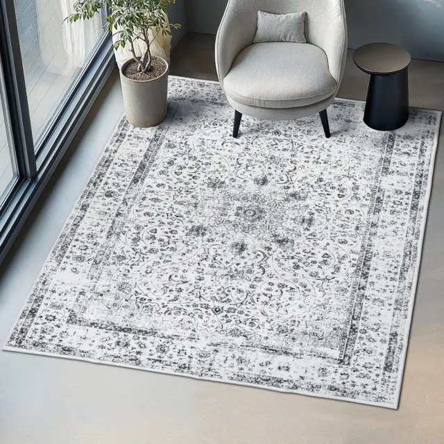 Tectake Vintage design tapijt - Dalia - Laagpolig vloerkleed voor woonkamer, kinderkamer, slaapkamer of hal - Wasbaar - Div. afmetingen - 200x274cm - grijs