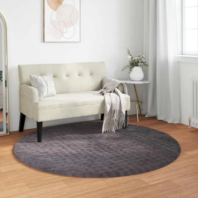 vidaXL Vloerkleden Rond SIROLO Antraciet Ø 120 CM Polyester, foto 2
