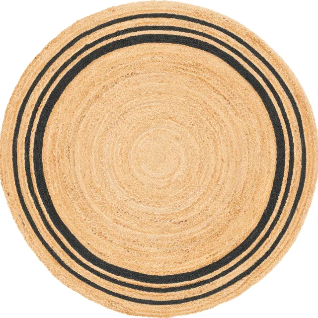Pergamon Natuurvezeltapijt Jute Salsa Stripes Rond Grijs Beige