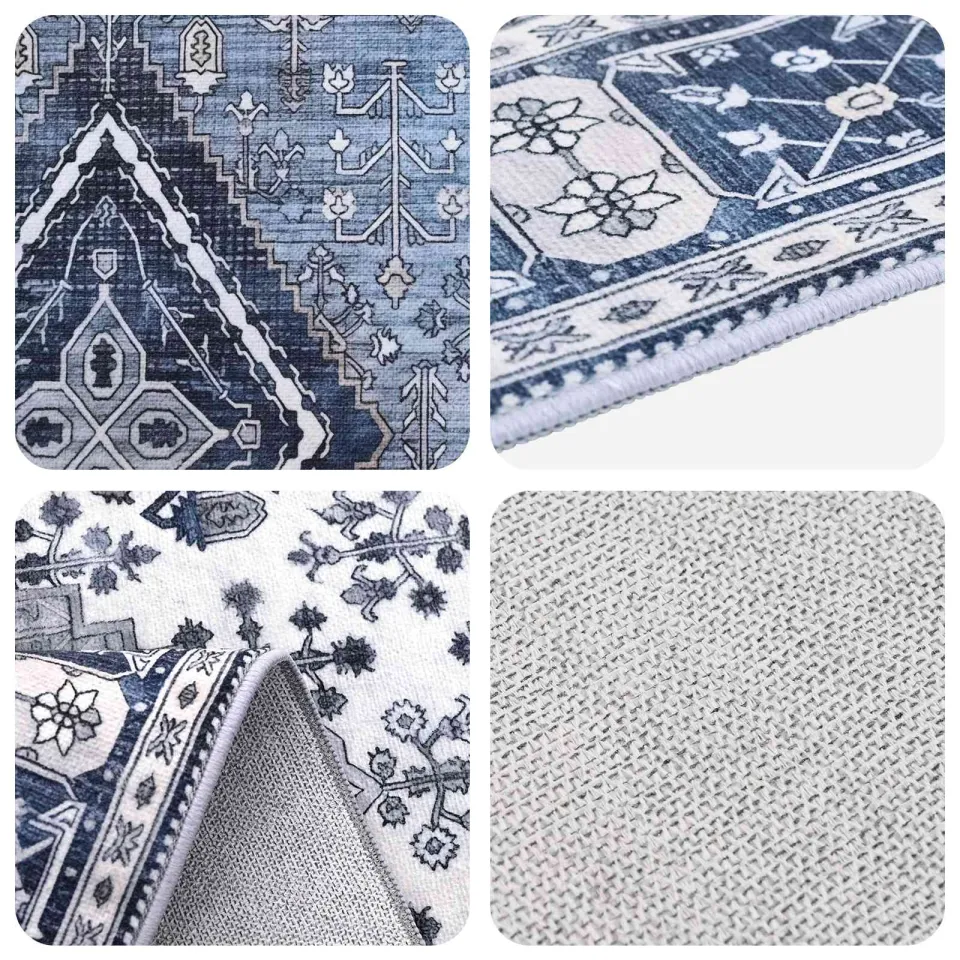vidaXL Vloerkleed ORIZ Donkerblauw 80 x 150 cm 100% polyester marineblauw, foto 3