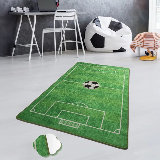 Bosdela Wasbaar kinder- en babykleed, 100x160 cm, ideaal voor kinderkamers, speelkamers en kruipmatten voetbalveldpatroon Voetbal Groente