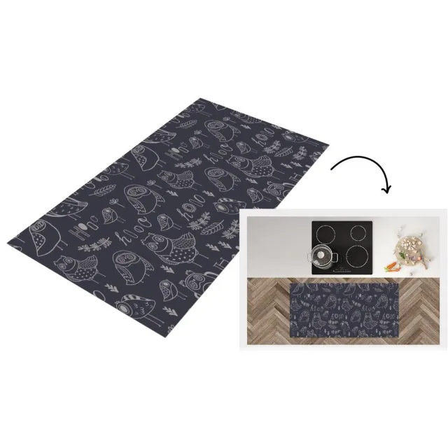 KitchenYeah Keukenloper - Loper keuken - Patronen - Vogel - Uil - Keukenloper vinyl Multicolor