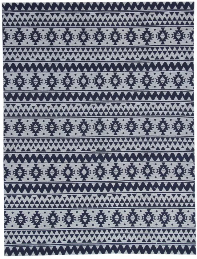 Padiro elegant platgeweven vloerkleed 80 x 150 cm - donkergrijs - vintage patroon - voor binnen en buiten - voor vloerverwarming - van polyester