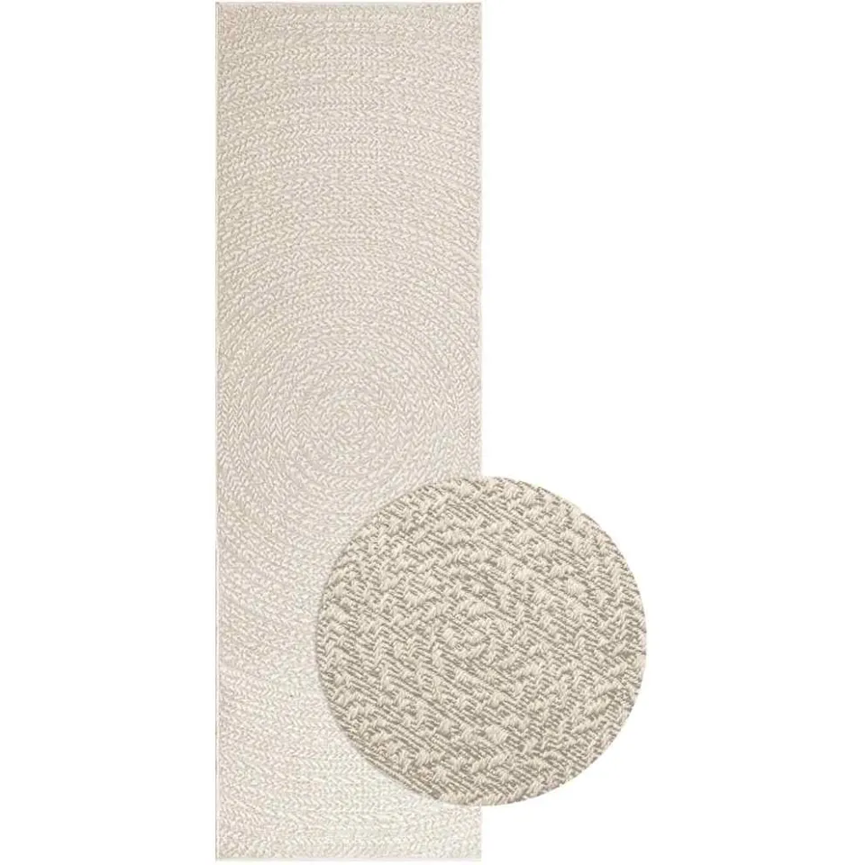 vidaXL Vloerkleed ZIZUR room binnen en buiten 80x250 cm jute look crème, foto 3